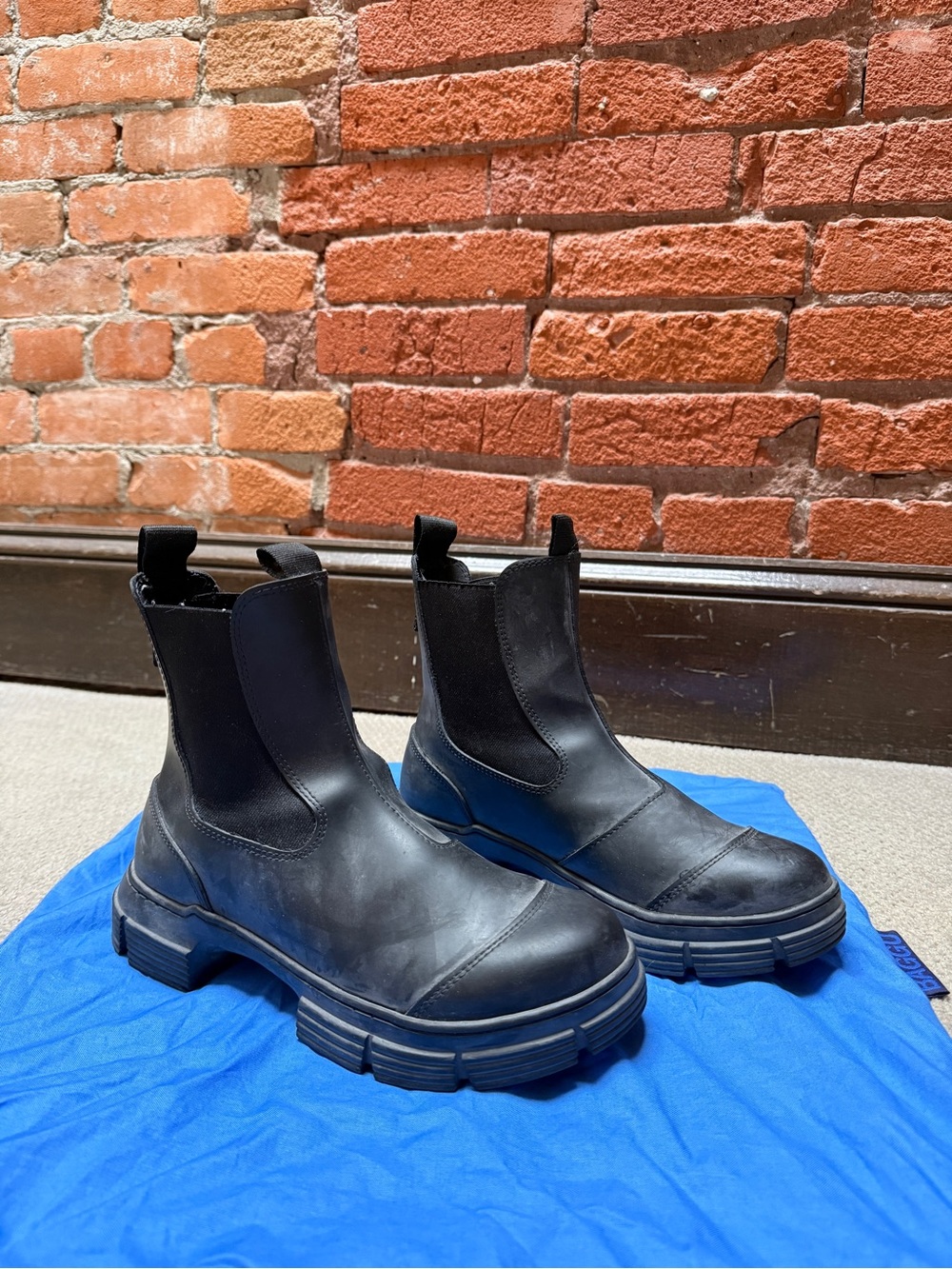 Ganni Black Rubber City Boot